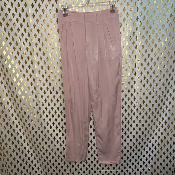 GAP Satin Drapey Trouser Pants Evening Sand pink Size 00 - Picture 2 of 4
